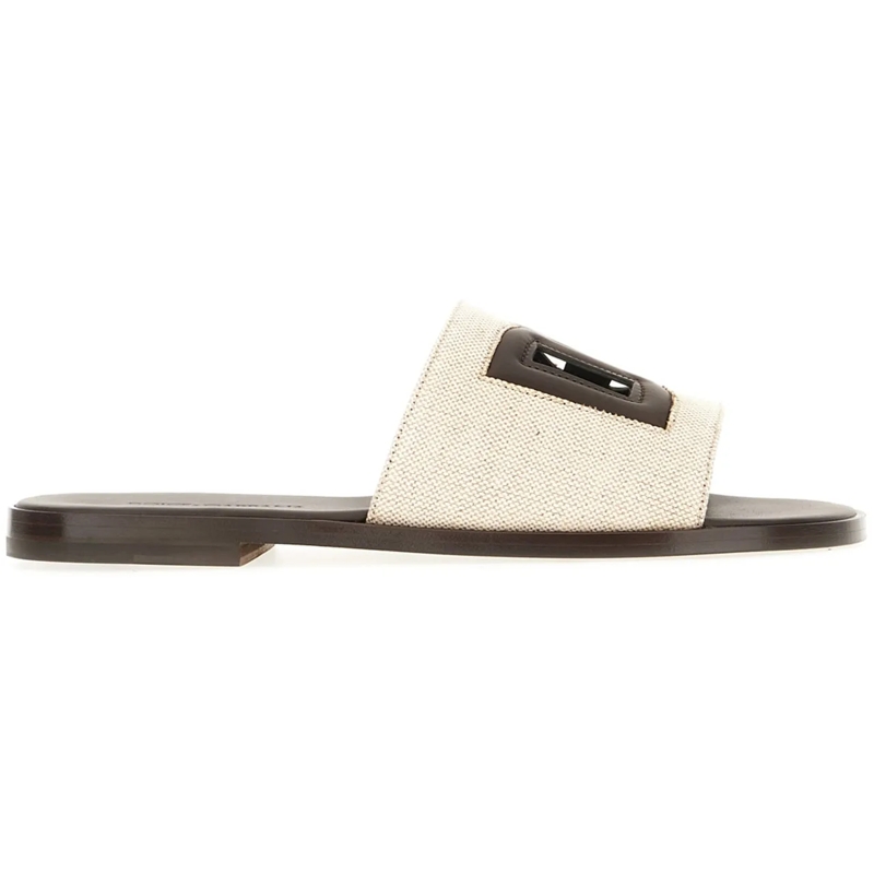 Dolce&Gabbana Hausschuhe Dolce&gabbana Two-tone leather and fabric slippers mehrfarbig