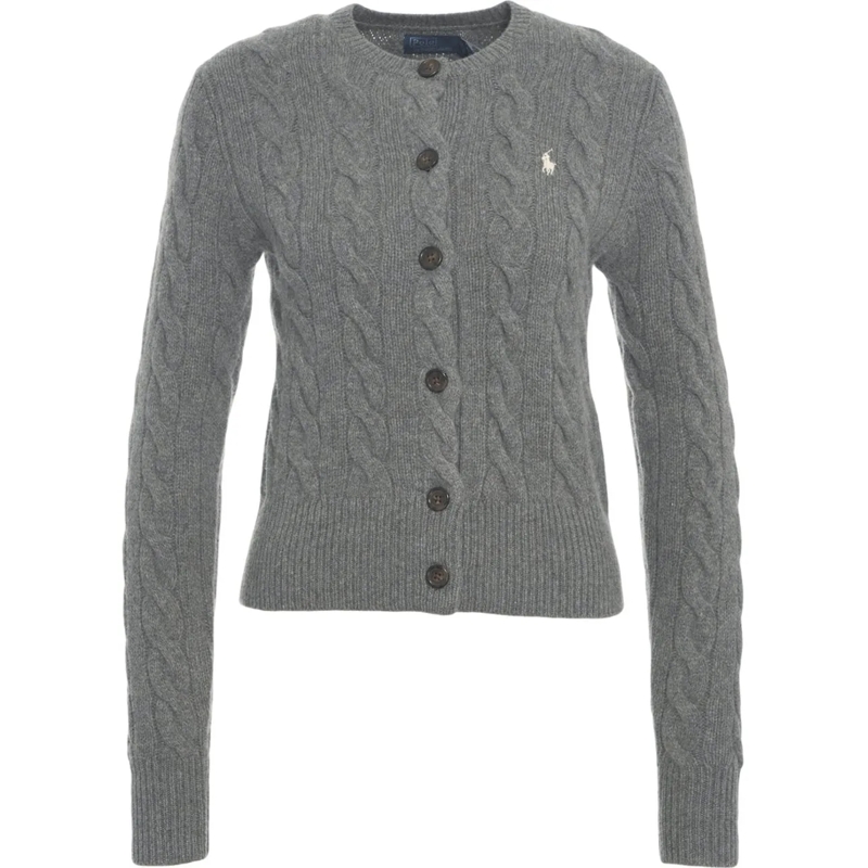 Ralph Lauren  Cardigan with cable knit pattern grau