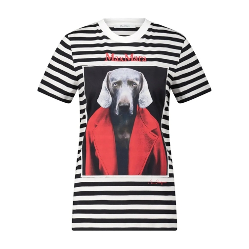 Max Mara T-Shirt Rosso mit Hundeprint-Aufnäher Weiß Magliette