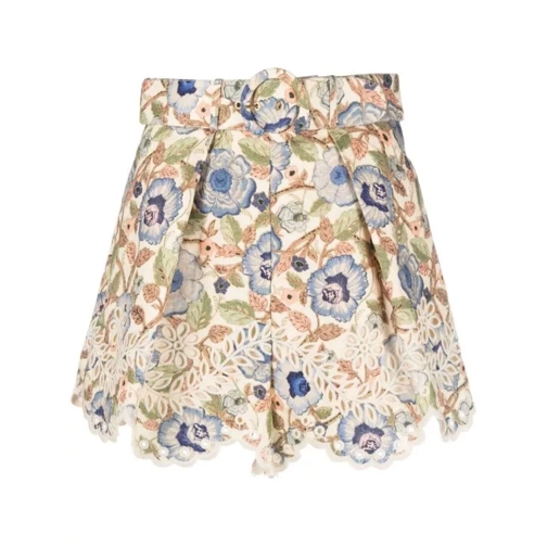Zimmermann Junie Embroidered Floral-Print Shorts Multicolor 