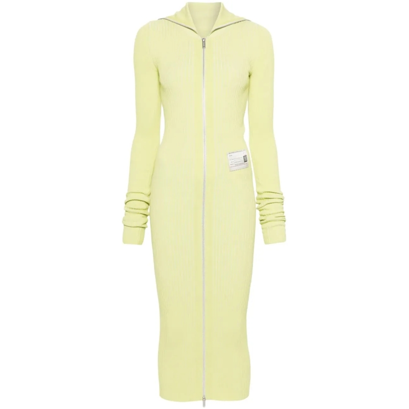 Maison Mihara Yasuhiro Midikleid Rib Dress Yellow gelb