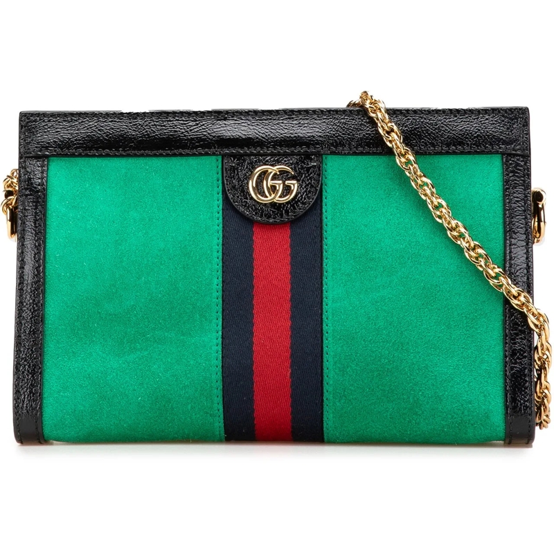Gucci Schultertasche Small Suede Ophidia Chain Crossbody grün