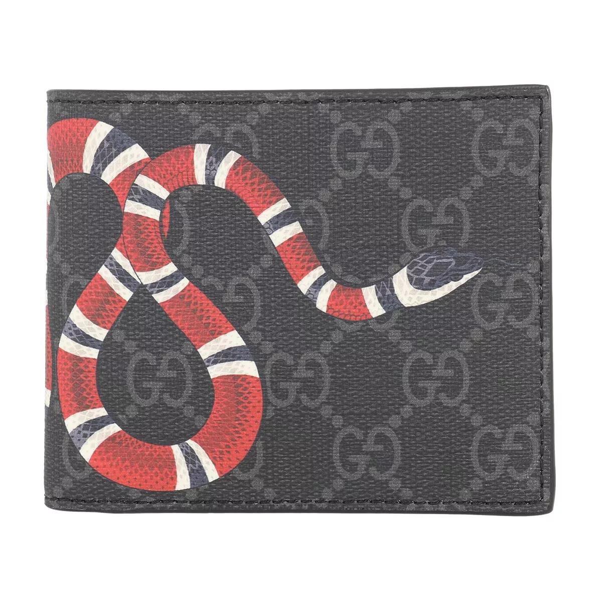 Gucci Portemonnaies - GG Supreme Kingsnake Wallet Leather - Gr. unisize - in Schwarz - für Damen