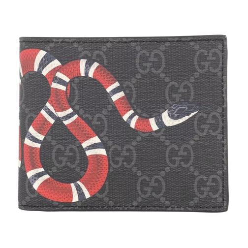 Gucci GG Supreme Kingsnake Wallet Leather Nero Multi/Nero Bi-Fold Portemonnaie