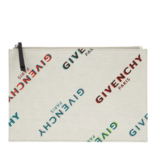 Givenchy Rainbow Logo Print Pouch Off White/Multi Clutch