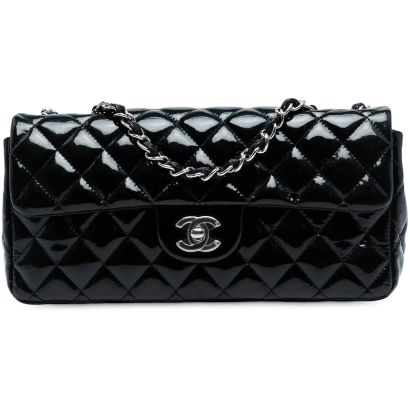 Chanel Sac à bandoulière Classic Patent East West Single Flap blau