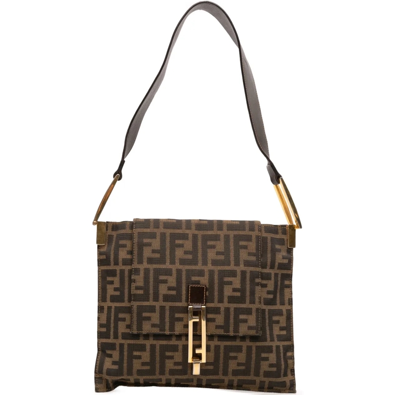 Fendi Sac à bandoulière Zucca Canvas Flap Shoulder Bag braun