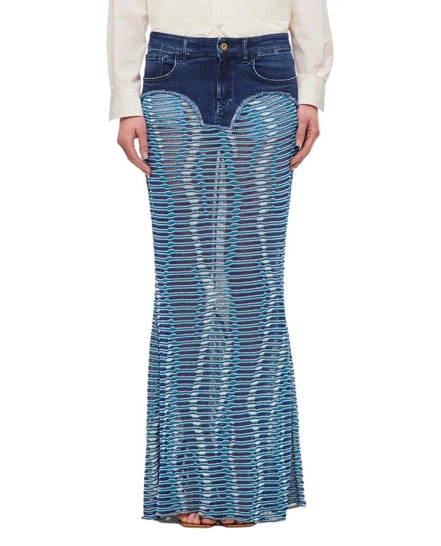 Vitelli - Siren Denim Jaquard Maxi Skirt - Größe 1 - blau