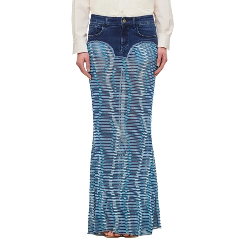 Vitelli Siren Denim Jaquard Maxi Skirt Blue Jupes JeanS