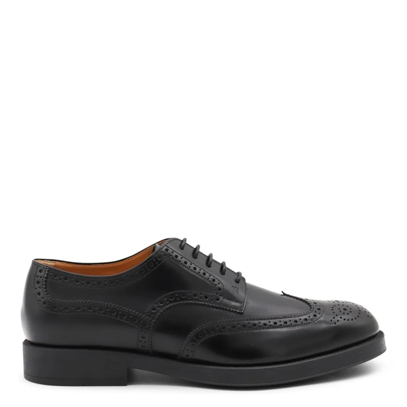 Tod's Schnürschuhe Black Leather Lace Up Shoes Black