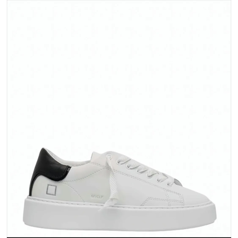 D.A.T.E Low-Top-Sneaker White Leather Sneakers With Black Suede Heel White