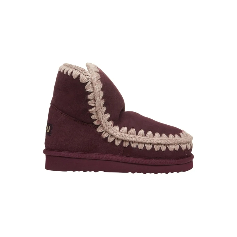 Mou Stiefel Eskimo Ankle Boots In Deep Burgundy Suede Black