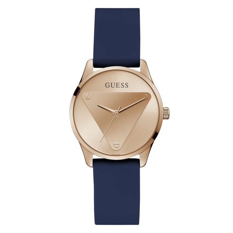Guess Quarzuhr Analoguhr Emblem marineblau