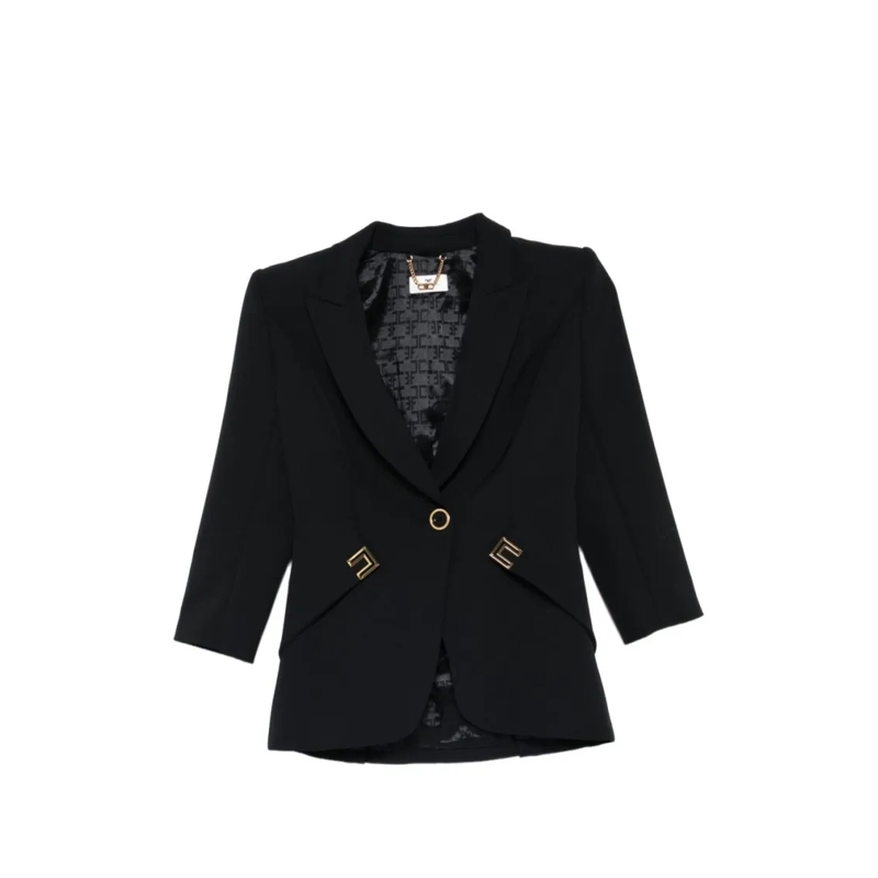 Elisabetta Franchi Blazer Tailored Jacket With Structured Shoulders Black