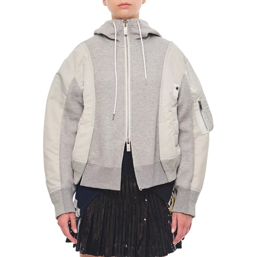 Sacai Chemises Nylon Twill X Sponge Sweat Hoodie Grey