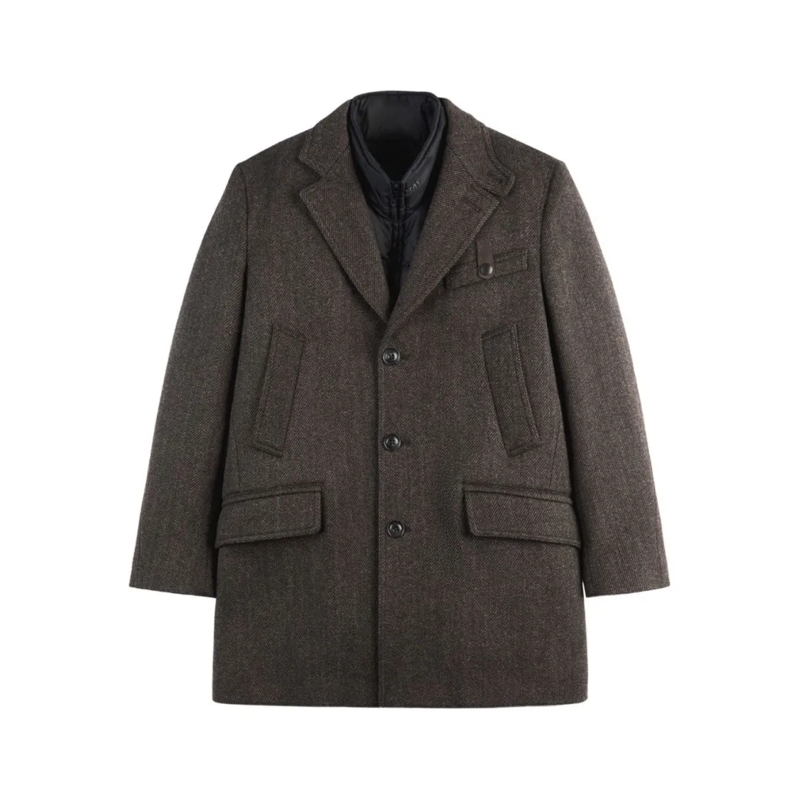 Fay  Tailored Men's Coat With Structured Silhouette Black