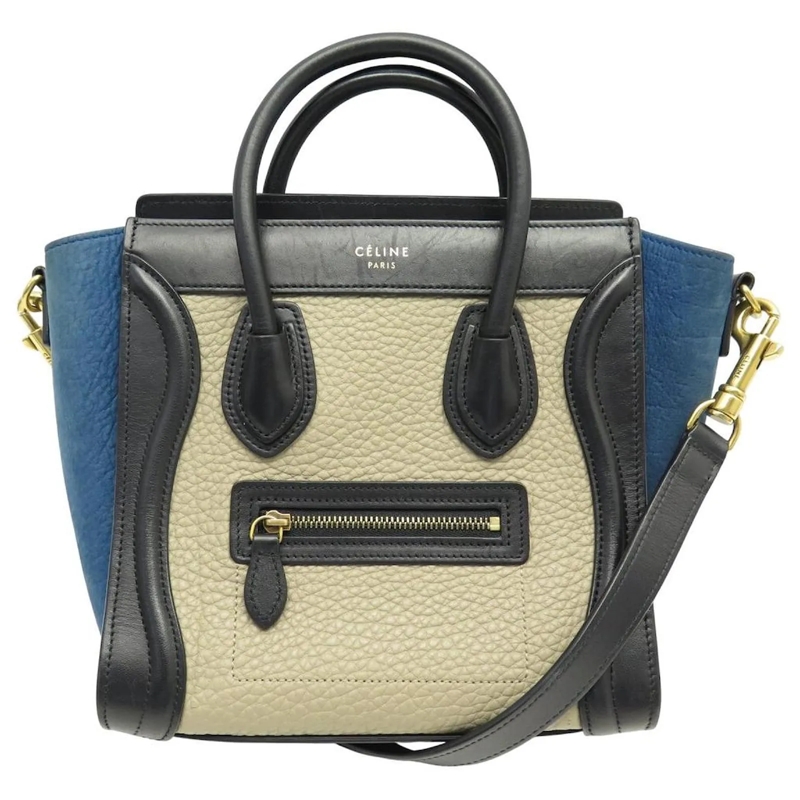 Celine Crossbody Bag CELINE LUGGAGE NANO HANDTASCHE AUS BLAU SCHWARZEM  mehrfarbig