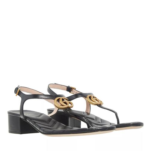 Gucci Women Sandal With Doulble G In Leather Black Sandaal