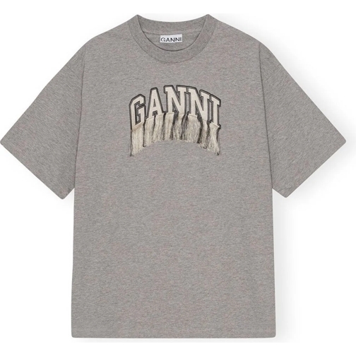 GANNI T-Shirts Ruffle tee grau