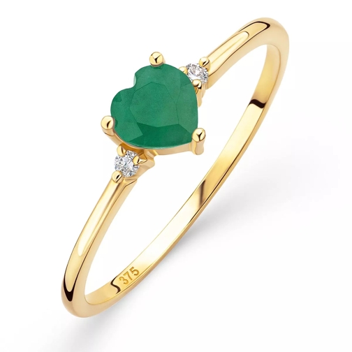DIAMADA 9K Ring with Diamond and Emerald (Brazil)   Yellow Gold and Emerald Diamantring