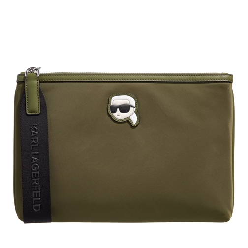 Karl Lagerfeld K/Ikonik 2.0 Nylon Small Pouch Olive Handväska med väskrem