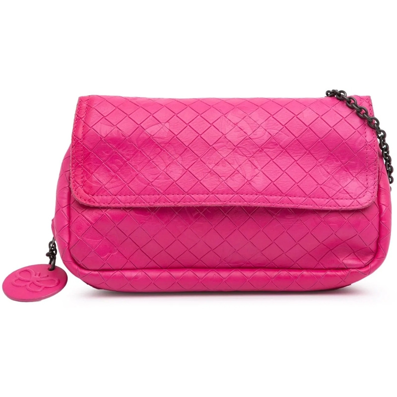 Bottega Veneta Schultertasche Small Calfskin Intrecciomirage Embossed Butterfly  rose