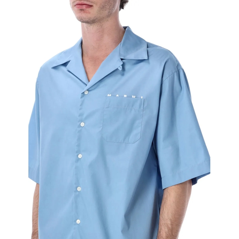 Marni Haut décontracté Bowling Shirt Logo Blu hellblau(Image 3)