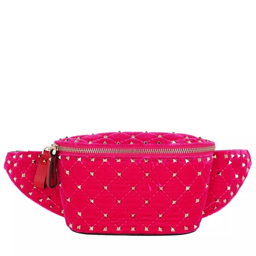 Valentino Garavani Rockstud Spike Belt Bag Velvet Disco Pink Leather Belt