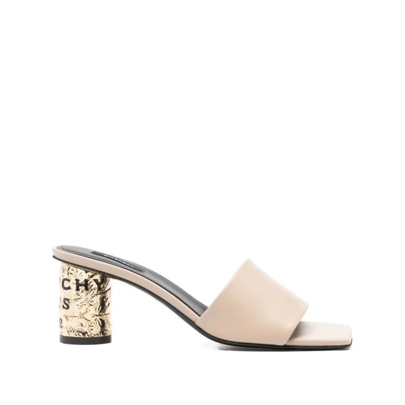 Givenchy Sandalen Beige Sandals With Metallic Block Heel Neutrals