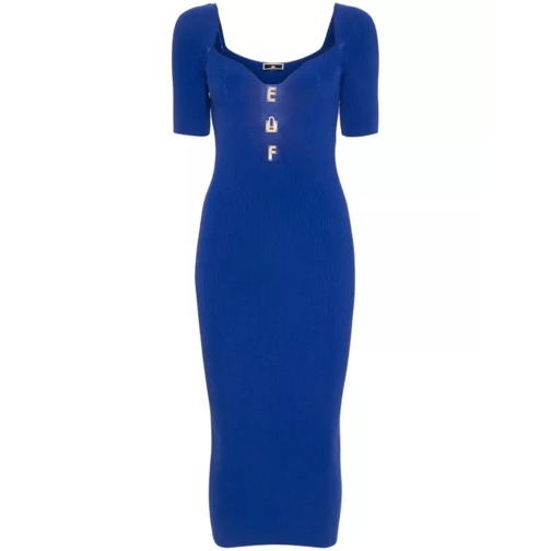 Elisabetta Franchi Dart Detail Midi Dress Blue 