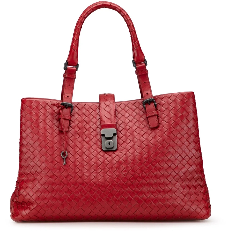 Bottega Veneta Shopper Medium Nappa Intrecciato Roma Tote rot