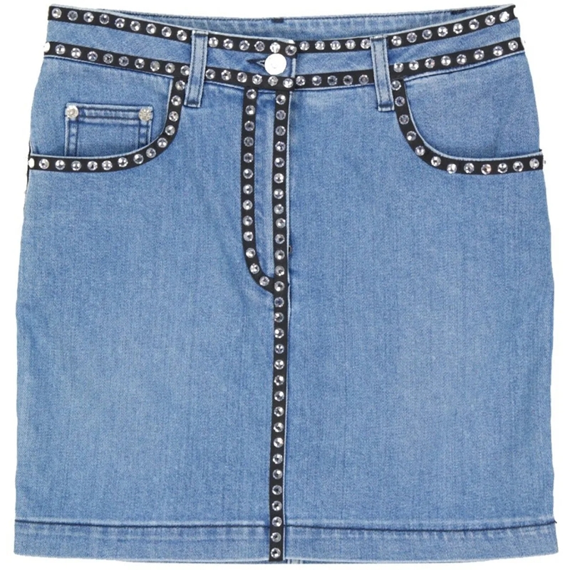 Moschino Jupe midi Cotton Denim Skirt Blue
