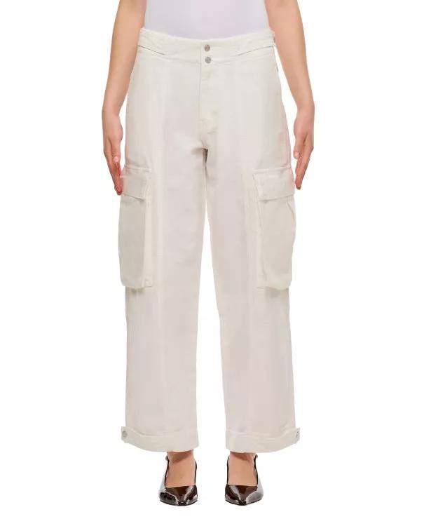 FRAME - Wide Leg Cargo Denim Pants - Größe 27 - white