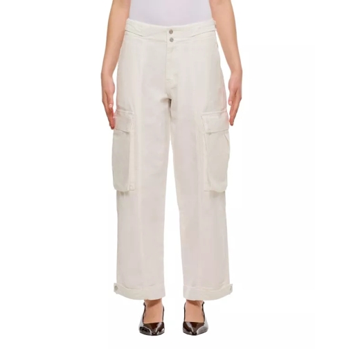 FRAME Wide Leg Cargo Denim Pants White 