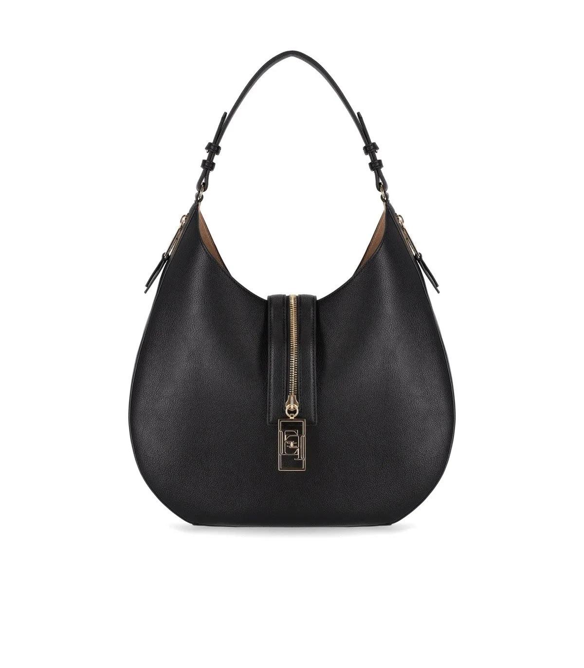 Elisabetta Franchi Shopper - ELISABETTA FRANCHI SCHWARZE SCHULTERTASCHE MIT REI - Gr. unisize - in Schwarz - für Damen