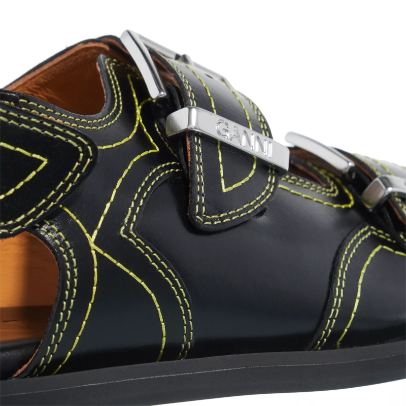 GANNI Sandalen Embroidered Western Sandals Black/Yellow(Image 3)