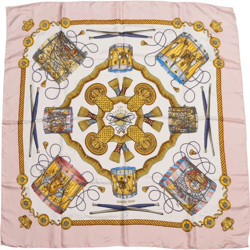 Hermès Wollschal Hermes Classic "LES TAMBOURS" Silk Carre 90 Scarf  mehrfarbig