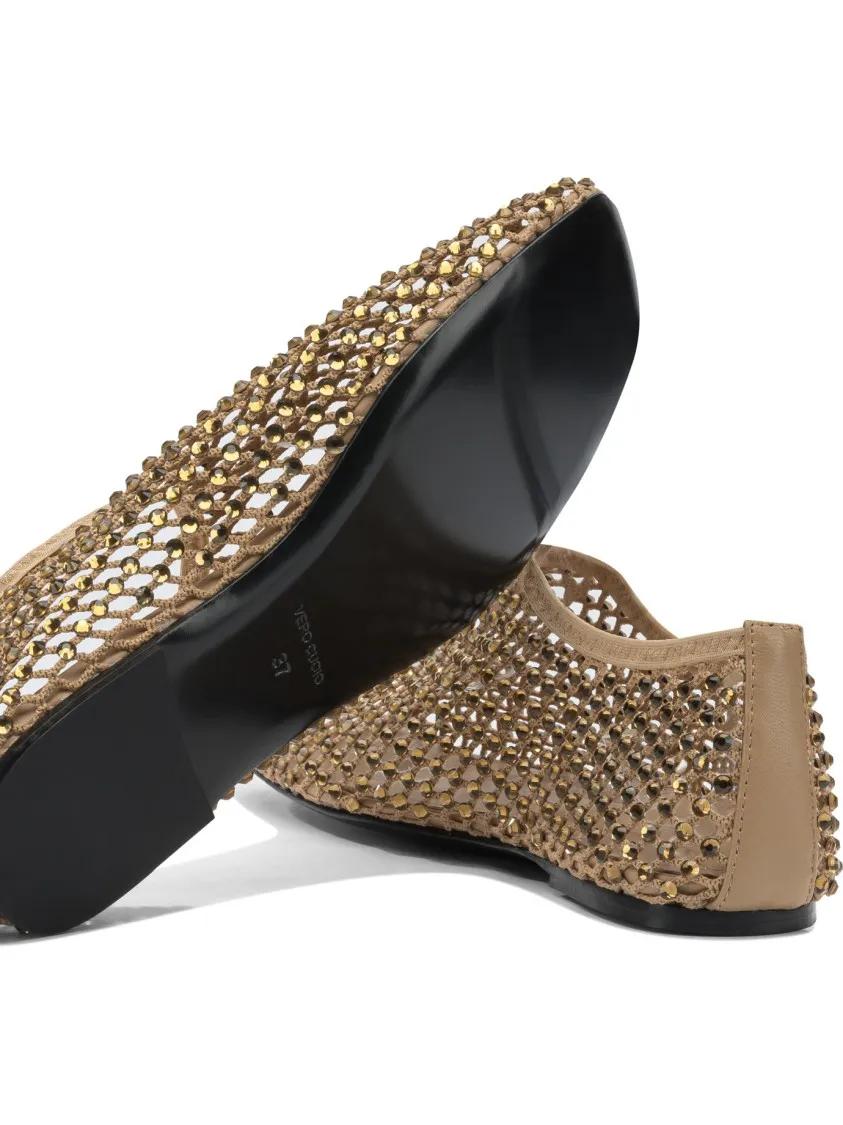 Thumbnail - Beige Mesh Ballerinas With Golden Studs - Gr. 39 (EU) - in Beige