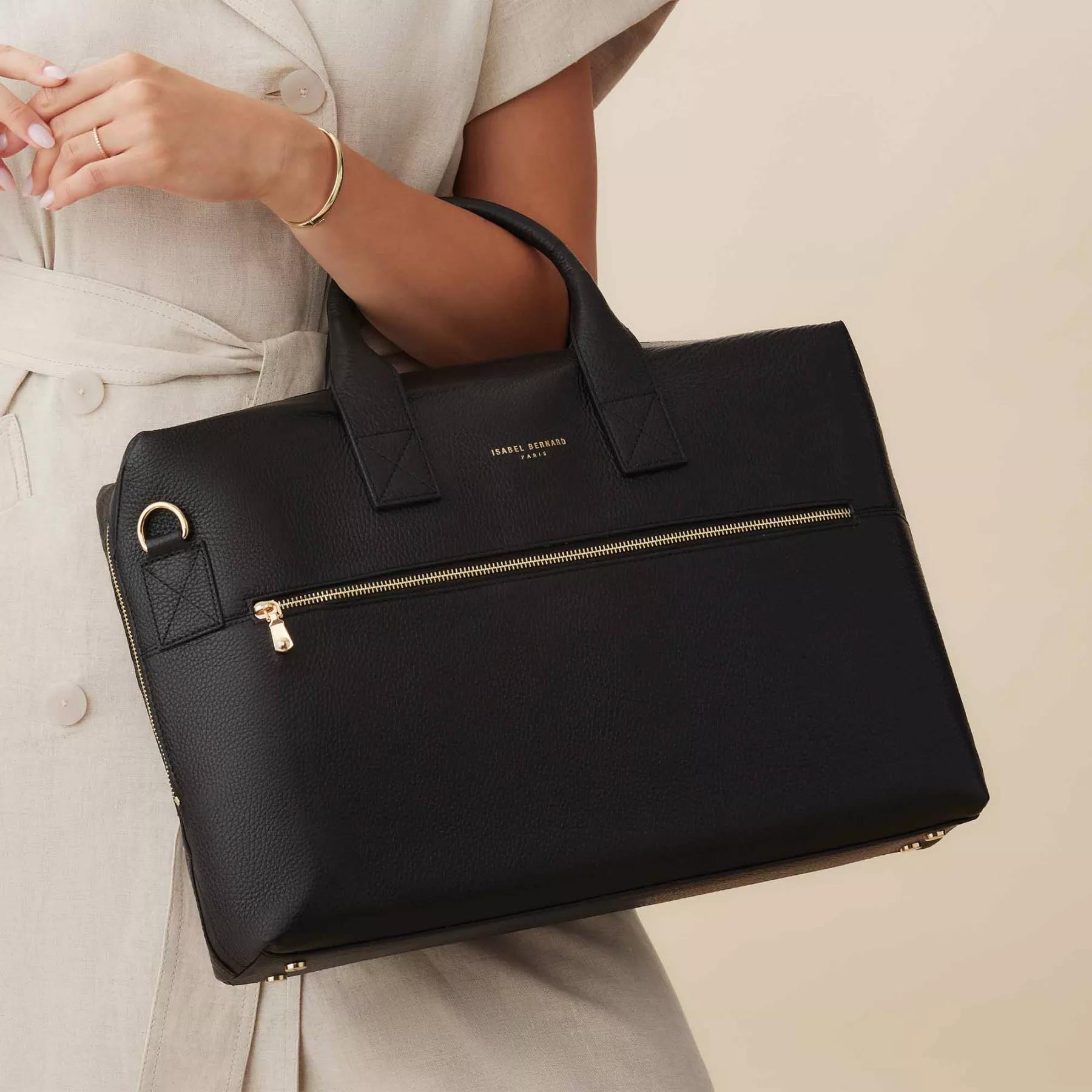 Isabel Bernard Aktetas Honoré Anique black calfskin leather handbag with in zwart