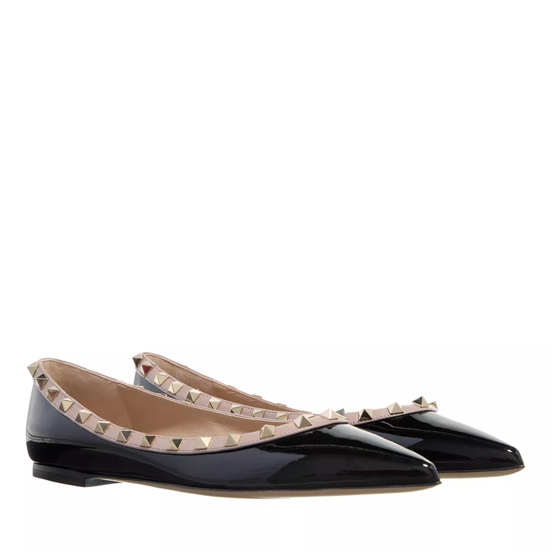 Valentino Garavani Ballet Flats Ballerina Rockstud Nero/Poudre