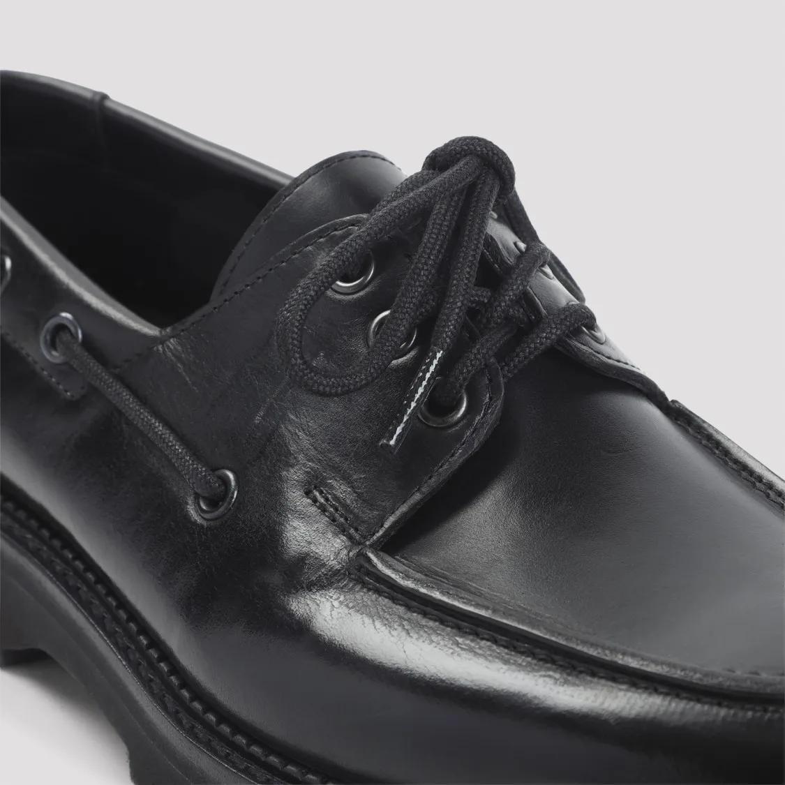 Thumbnail - High-Gloss Black Calf Leather Lace-Up Derbies - Gr. 8 - in Schwarz