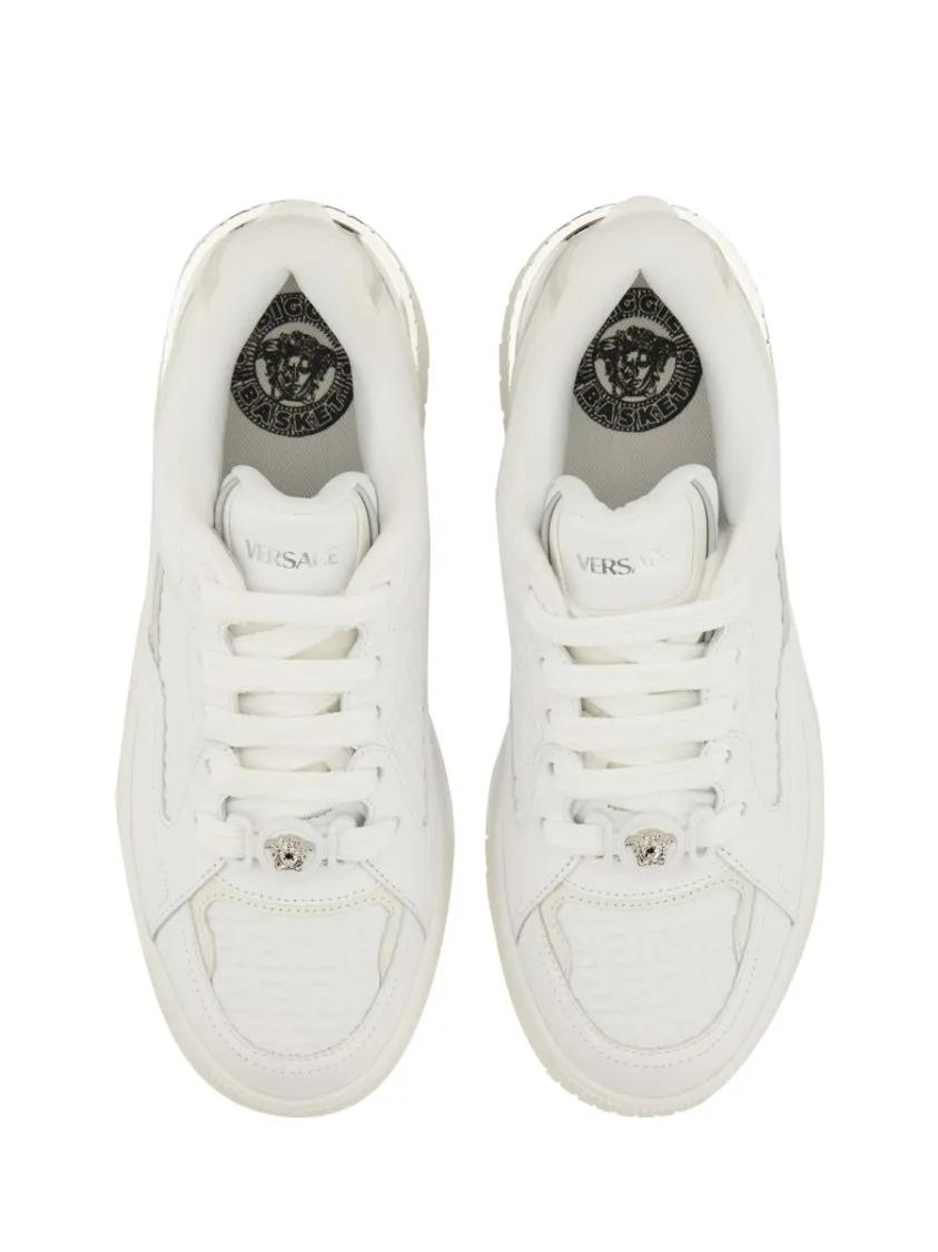 Thumbnail - Versace Low-Top Sneaker - Textured Leather Sneakers - Gr. 44 (EU) - in Weiß - für Damen