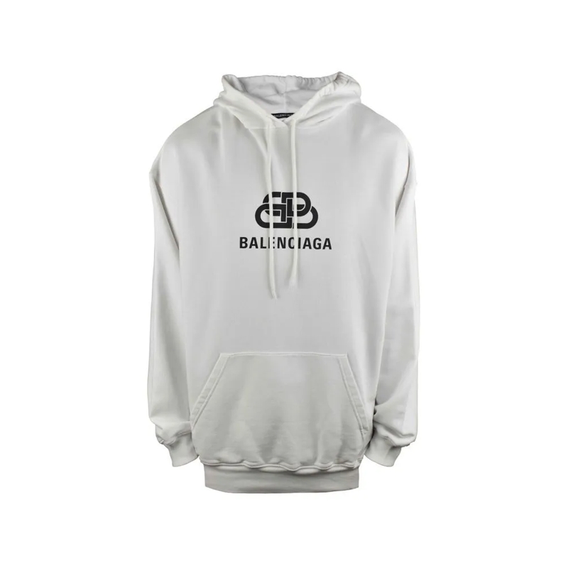 Balenciaga  Oversized Hooded Sweatshirt With Bold Logo Print White