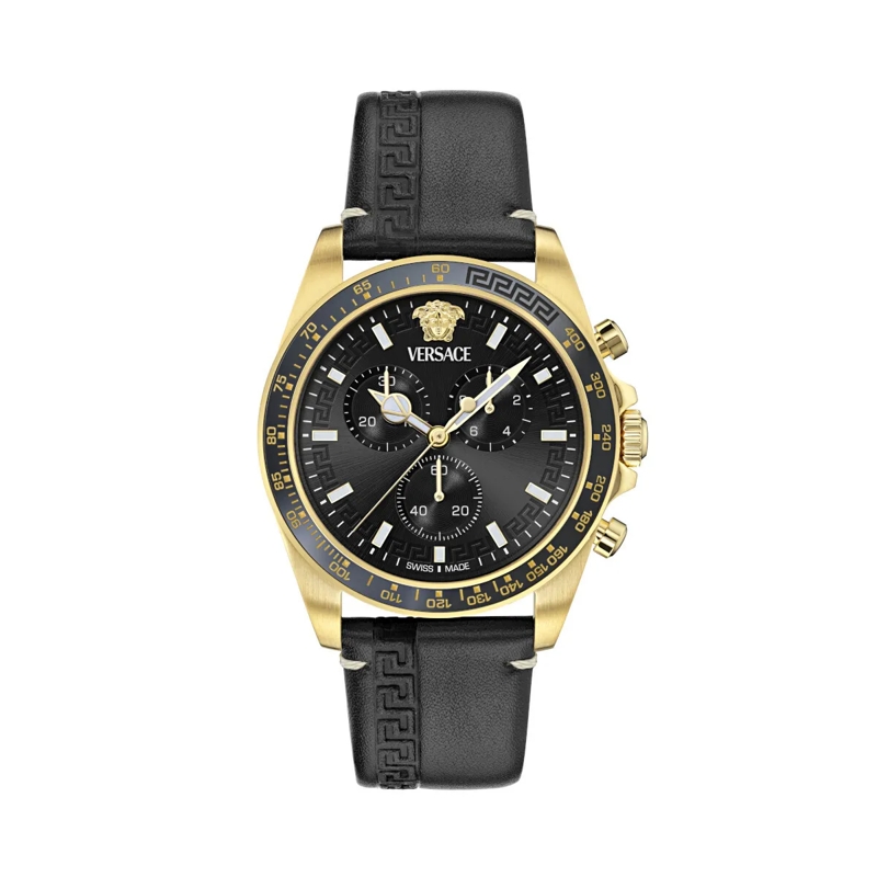 Versace Quarzuhr Quarz Chronograph Uhr Greca Chrono  Wave schwarz