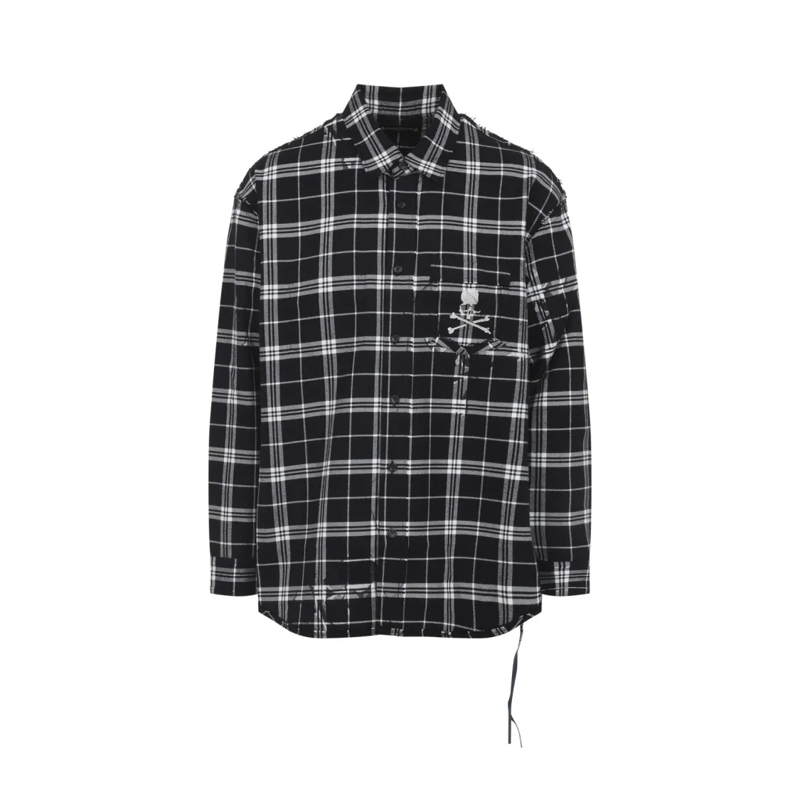 Mastermind Japan Overhemd Checkered Cotton Shirt With Skull Embroidery And D Black