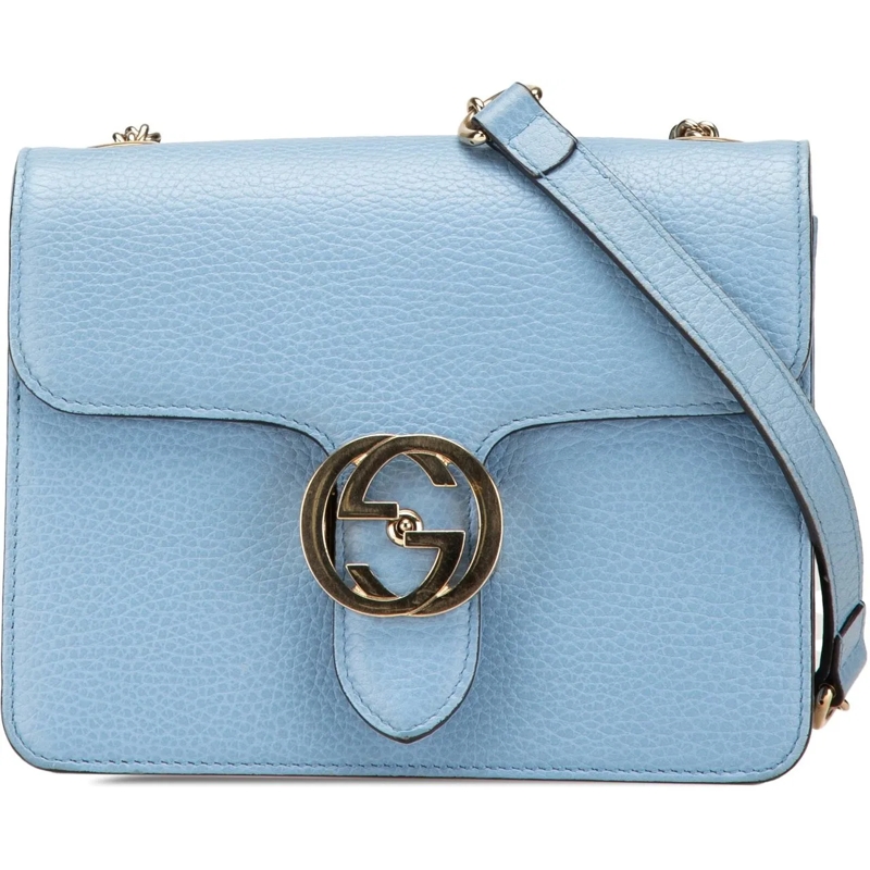 Gucci Schultertasche Small Dollar Calfskin Interlocking G Crossbody blau