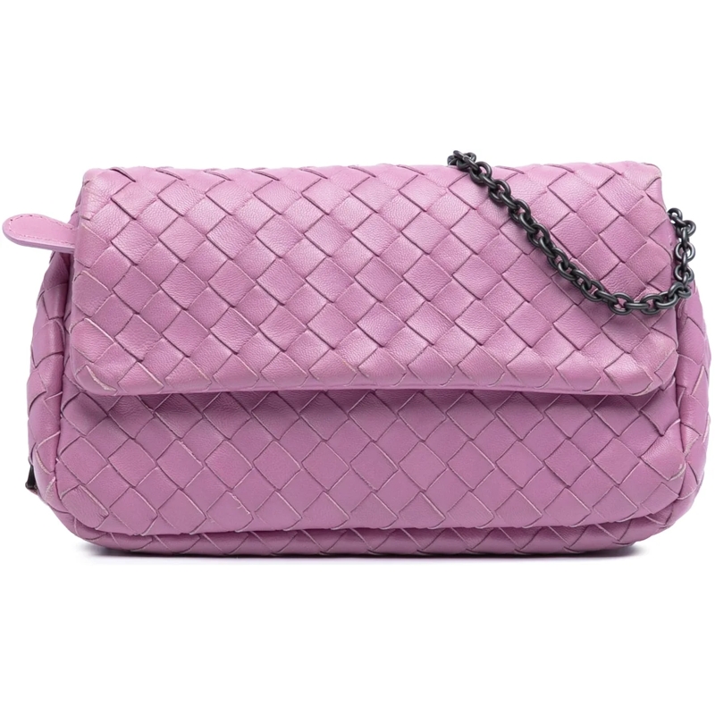 Bottega Veneta Schultertasche Mini Nappa Intrecciato Expandable Chain Flap Cross rose
