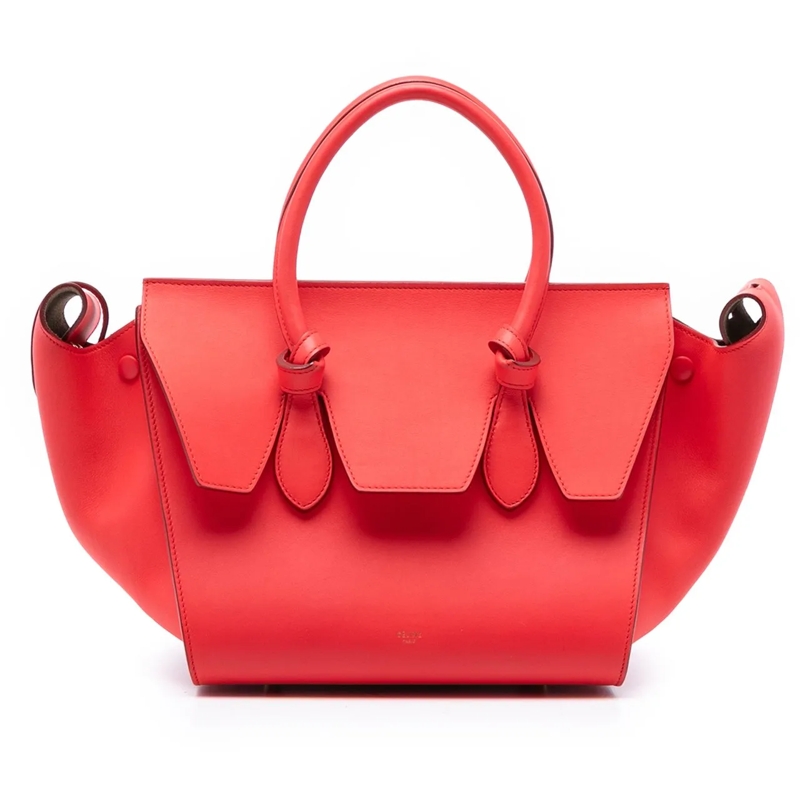Celine Tote Small Smooth Calfskin Tie Knot Handbag rot