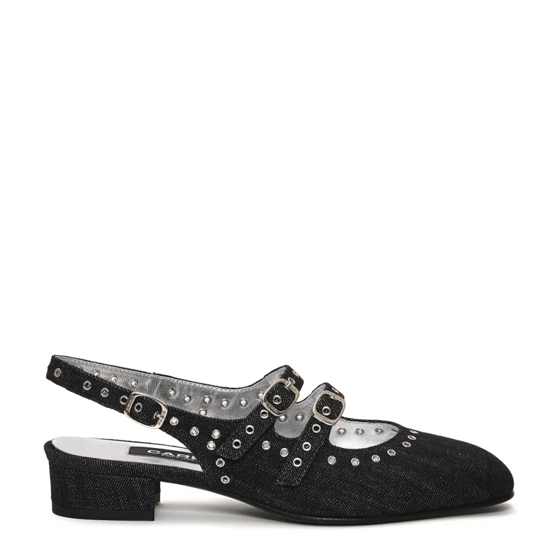 Carel Paris Pumps Slingback Shoes In Dark Denim With Decorative Stud Black