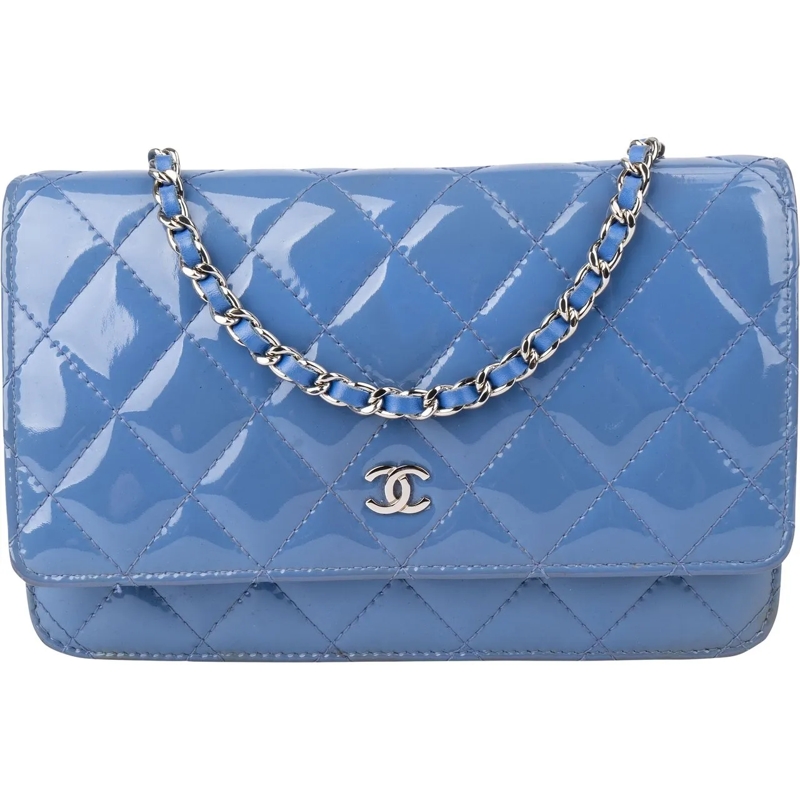 Chanel Tote Chanel Quilted Patent Leather Wallet On Chain Cros blau